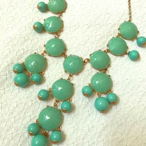 J Crew Style necklace aqua turquoise  gold